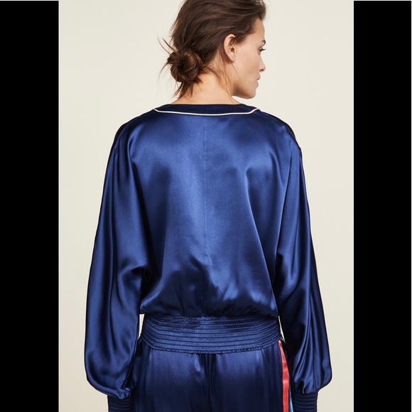 NWT MORGAN LANE Silk Varsity Jacket M - Picture 3 of 5